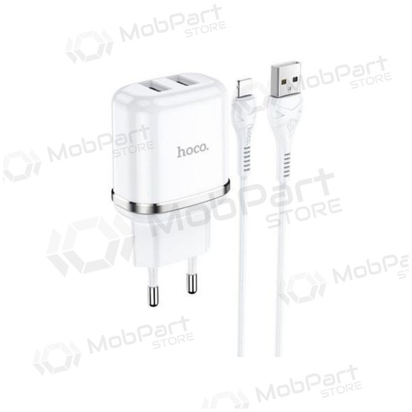 Carregador HOCO N4 Aspiring Dual USB + type-C cabo (5V 2.4A) (branco)