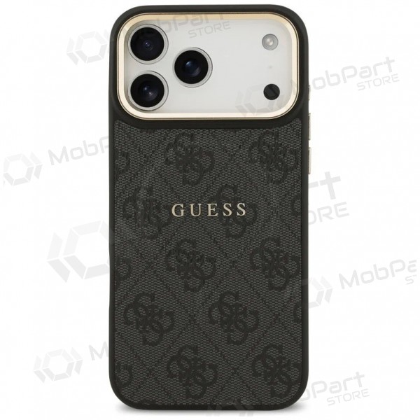 Capa para Apple iPhone 17 Pro - Guess PU Leather 4G Gold Frame MagSafe (preta)