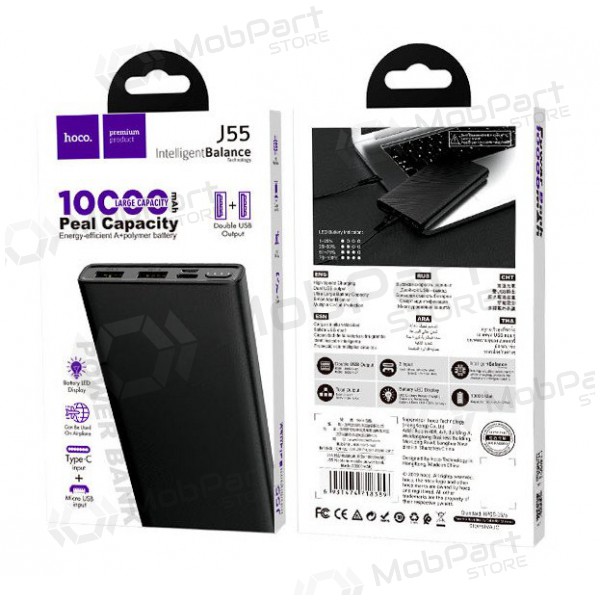 Bateria externa Power Bank Hoco J55 10000mAh (preto)