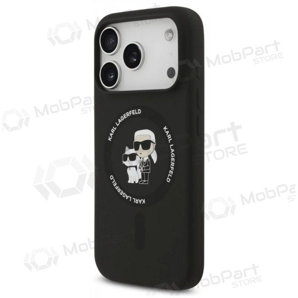Capa para Apple iPhone 17 Pro - Karl Lagerfeld Liquid Silicone Karl and Choupette MagSafe (preta)