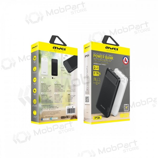 Bateria externa Power Bank Awei P5K 5V/2.1A 10000mAh preto