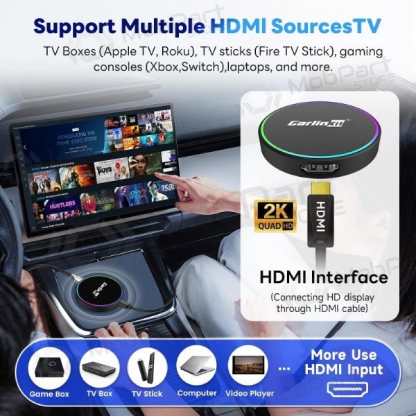 Adaptador CarPlay Carlinkit HD2CP Pro sem fio Android Auto preto