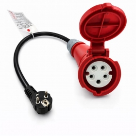 Adaptador Reach CEE 16A 400 V para 220 V Schuko preto
