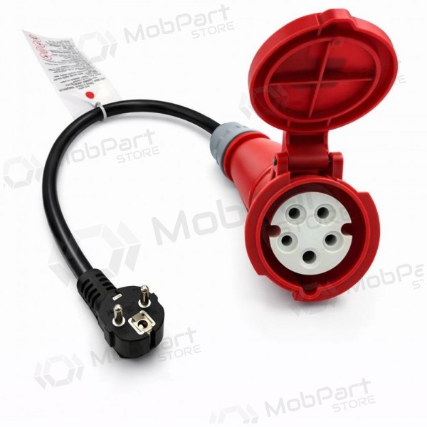 Adaptador Reach CEE 16A 400 V para 220 V Schuko preto