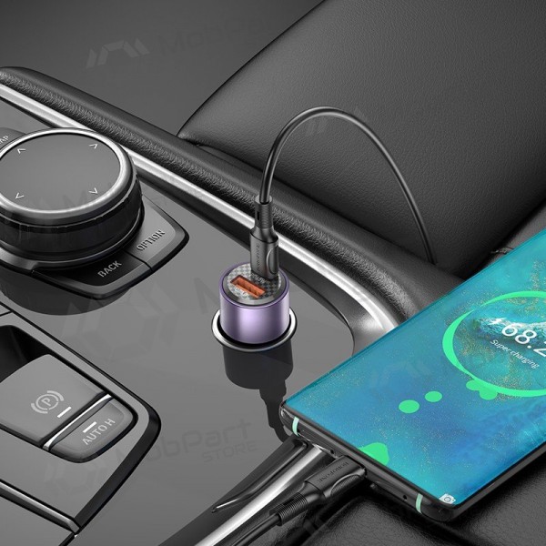 Carregador de telefone para carro Borofone BZ20A 83 W PD QC 3.0 USB-C + USB-A preto