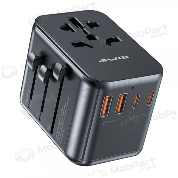 Universal kelioninis carregador Awei C-39 GaN 35W 2xUSB-A/3xUSB-C preto