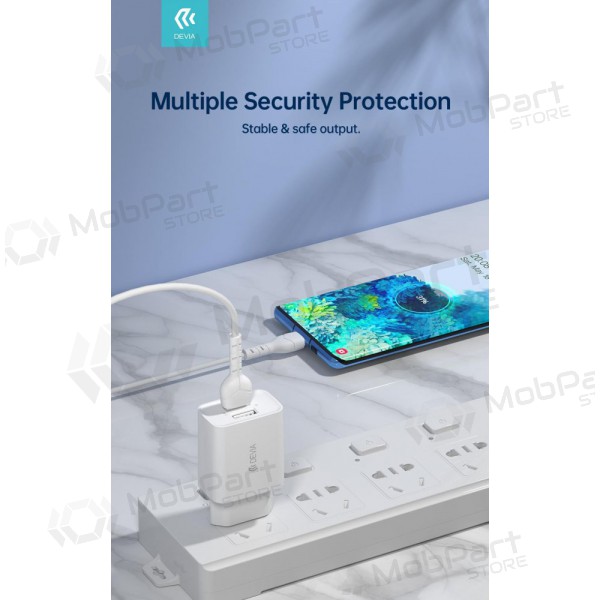 Carregador Devia Smart x 2 USB (2.4A) + MicroUSB, (branco)