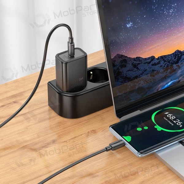 Carregador de telefone Hoco N62 GaN USB-C com cabo USB-C 1 m preto