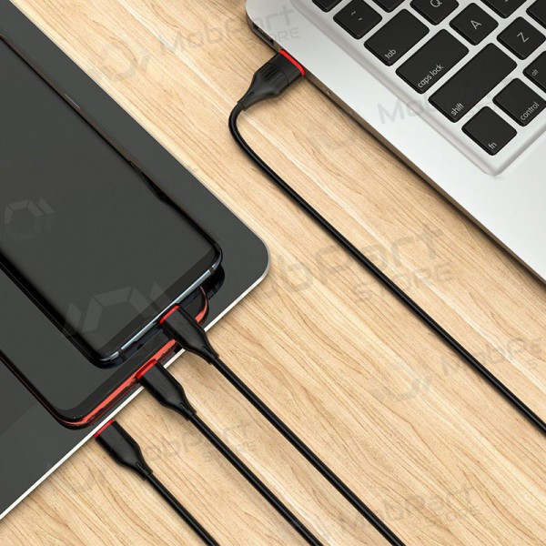 USB cabo Borofone BX17 3in1 microUSB-Lightning-Type-C 1.0m (preto)