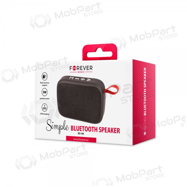 Coluna Bluetooth portátil Forever Simple BS-140 (USB, microSD) (preta)