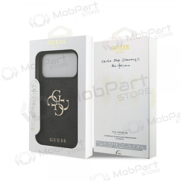 Capa para Apple iPhone 18 Pro Max - Guess PU 4G Metal Logo (cinzento)