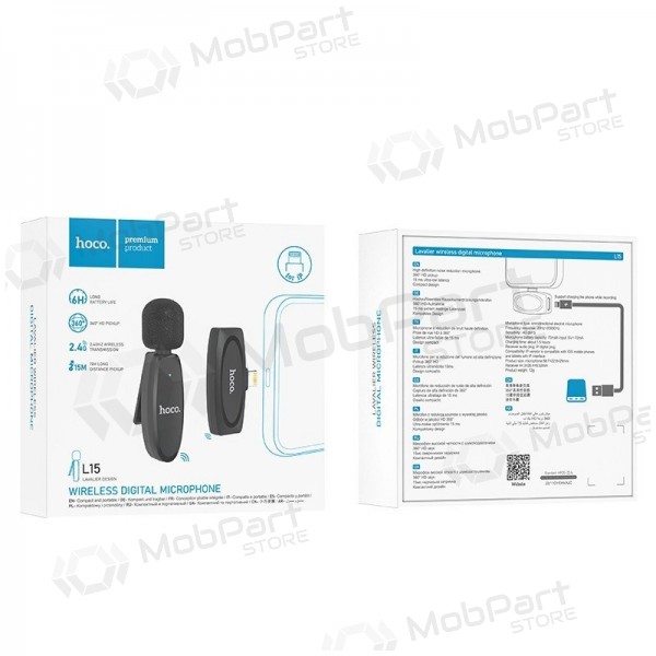 Microfone Hoco L15 Lightning preto