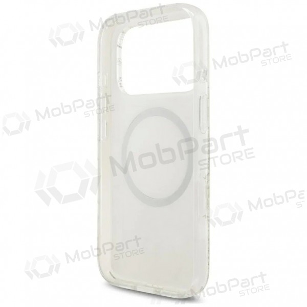 Capa para Apple iPhone 18 Pro - Guess IML Flowers Allover Strap MagSafe (branco)