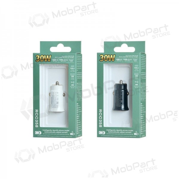 Carregador de carro Remax RCC358 30W USB-C/USB-A preto