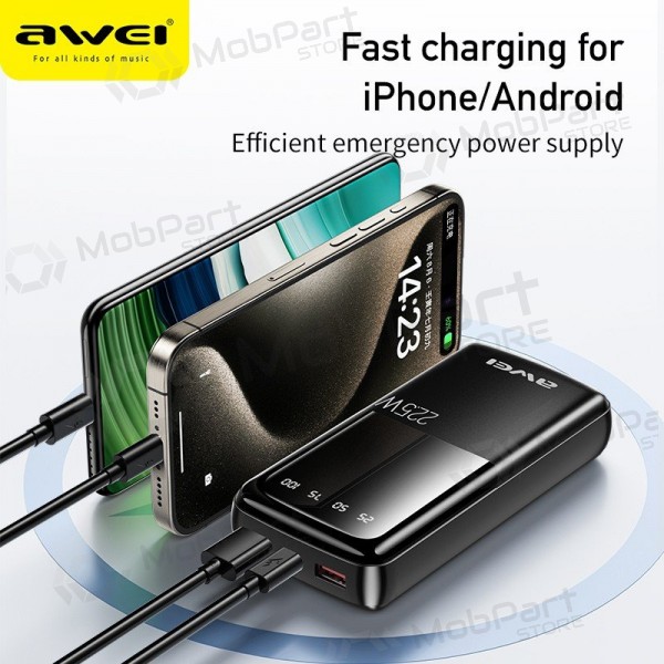 Bateria externa Power Bank Awei P13K PD20W/QC22.5W 20000mAh preto