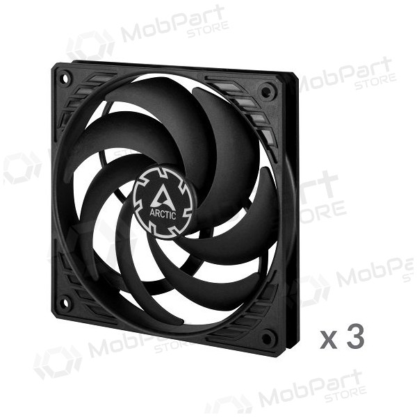 ARCTIC P12 Slim PWM PST korpuso ventiliatoriai, 4-pin, 120mm, juodi, 3 unidade.