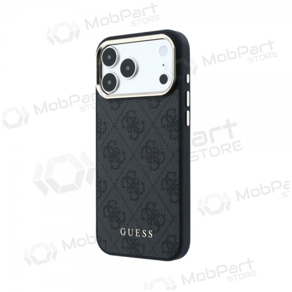 Capa para Apple iPhone 18 Pro - Guess PU Leather 4G Gold Frame MagSafe (preta)