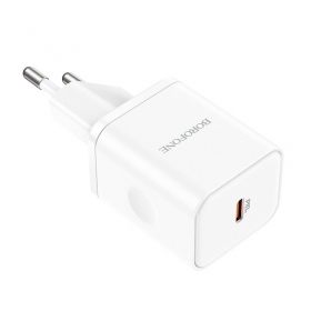 Carregador buitinis Borofone BN6 Type-C PD+QC3.0 20W, branco