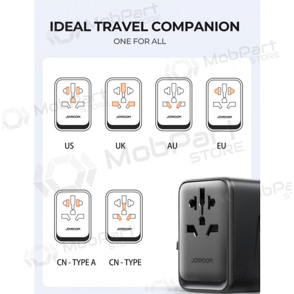 Universal kelioninis carregador Joyroom JR-TCW01 3xUSB-A/USB-C preto