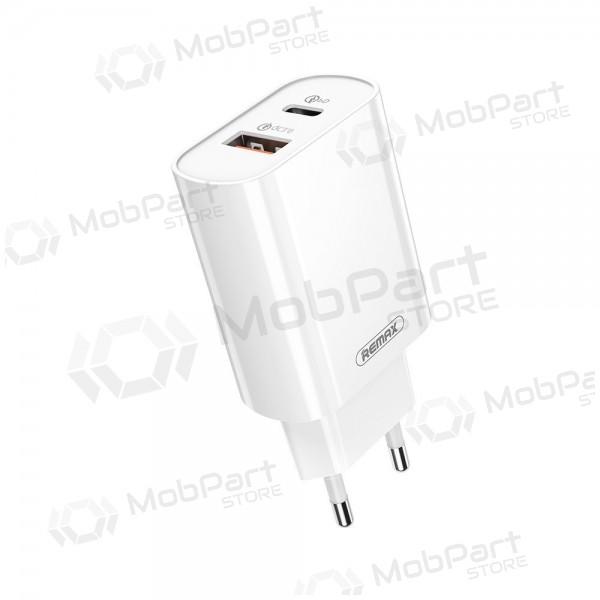 Carregador de telefone Remax RP-U37 20 W USB-C + USB-A branco