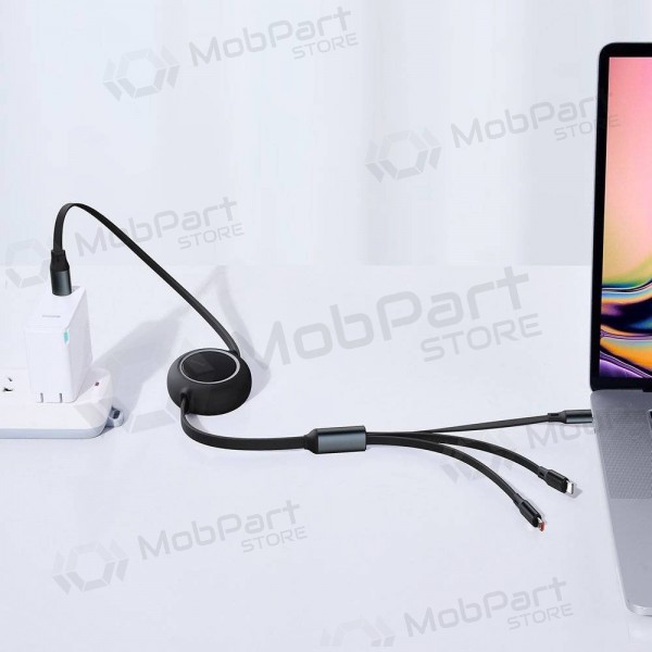 USB cabo Baseus Bright Mirror Type-C - microUSB+Lightning+Type-C 100W 1.2m (preto) CAMLC-AMJ01