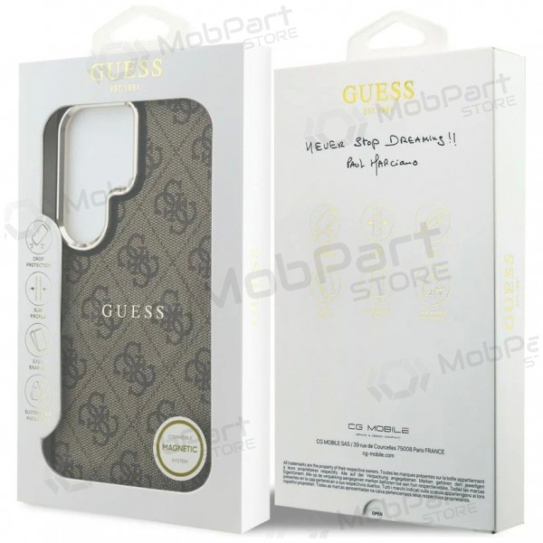 Capa Samsung Galaxy S26 Ultra - Guess PU Leather 4G Gold Frame Magnetic (castanho)