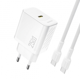 Carregador Dudao A27C GaN 25W USB-C + cabo USB-C para USB-C 1.0m branco