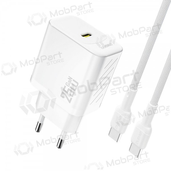 Carregador Dudao A27C GaN 25W USB-C + cabo USB-C para USB-C 1.0m branco