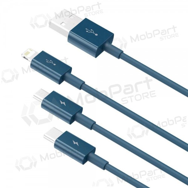Cabo USB Baseus Superior USB - microUSB+Lightning+Type-C 100W 1.5m (azul) CAMLTYS-03