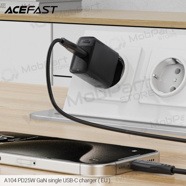 Carregador de telefone Acefast A104 25 W GaN USB-C preto