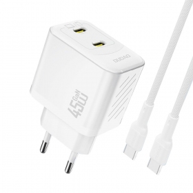 Carregador de telefone Dudao A28PC 45 W GaN 2x USB-C com cabo USB-C 1 m branco