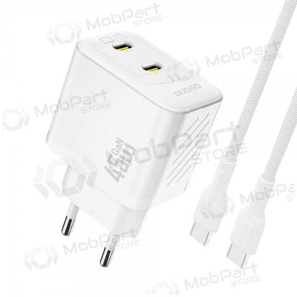 Carregador de telefone Dudao A28PC 45 W GaN 2x USB-C com cabo USB-C 1 m branco