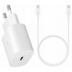 Carregador original Samsung EP-TA800NW 25W + Type-C cabo 25W branco