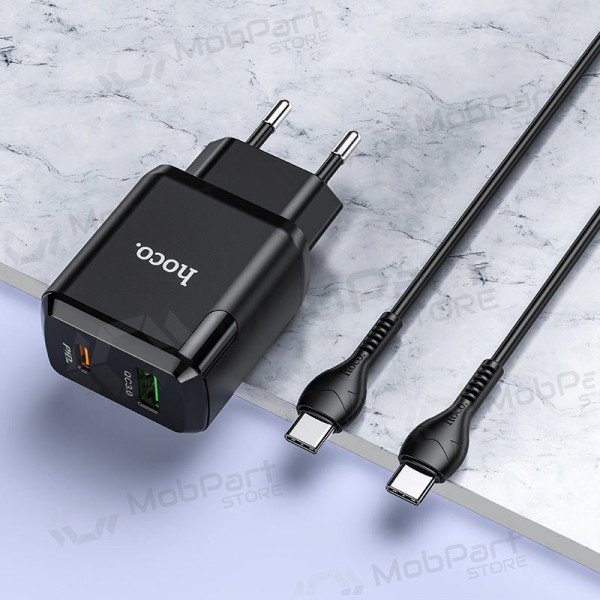 Carregador Hoco N5 USB Quick Charge 3.0 + PD 20W (3.1A) + Type-C-Type-C (preto)