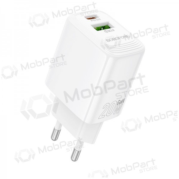 Carregador Borofone BN27 20W USB-C/USB-A branco