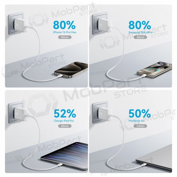 Carregador Joyroom JR-TCF24 USB-C PD30W + USB-C to USB-C cable 1.0m branco