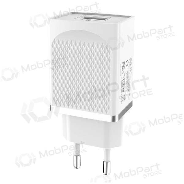 Carregador HOCO C42A Vast power QC3.0 USB 18W (3.6V-6.5V/3A, 6.6V-9V/2A, 9.1V-12V/1.5A) (branco)