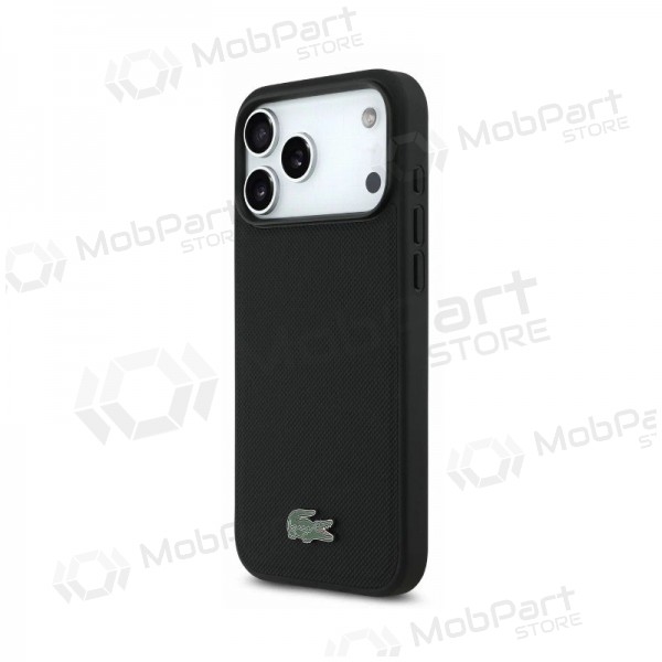 Capa para Apple iPhone 18 Pro - Lacoste PVC Petit Pique Semi Wrap Embossed MagSafe (preta)