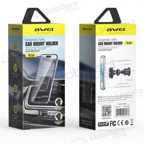 Suporte para telefone de carro Awei X52 Magnetic (air vent) preto