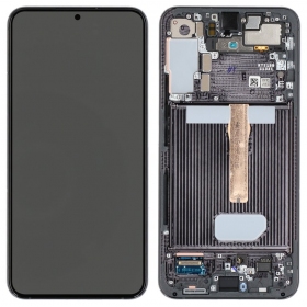 Ekranas Samsung S906 S22 Plus su lietimui jautriu stikliuku e rėmeliu Black OLED (real size)