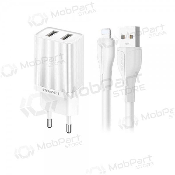 Carregador Awei C15L-EU 2xUSB-A 10W + USB to Lightning cable branco