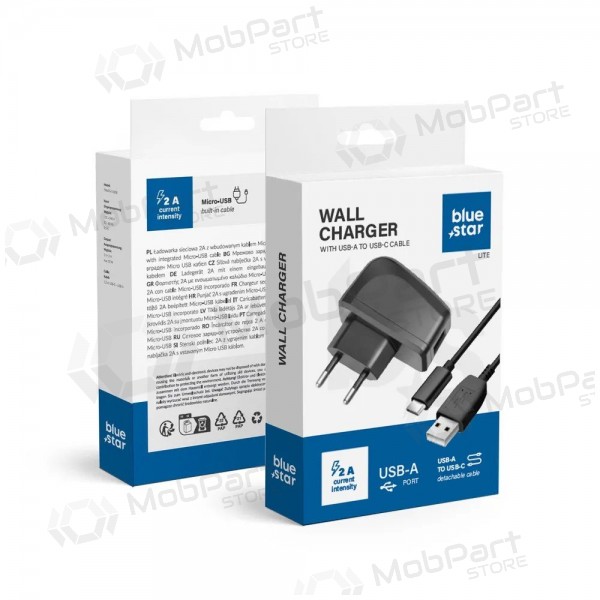 Carregador de telefone Blue Star TFK-TC-1095B 10 W USB-A com cabo USB-A para USB-C preto