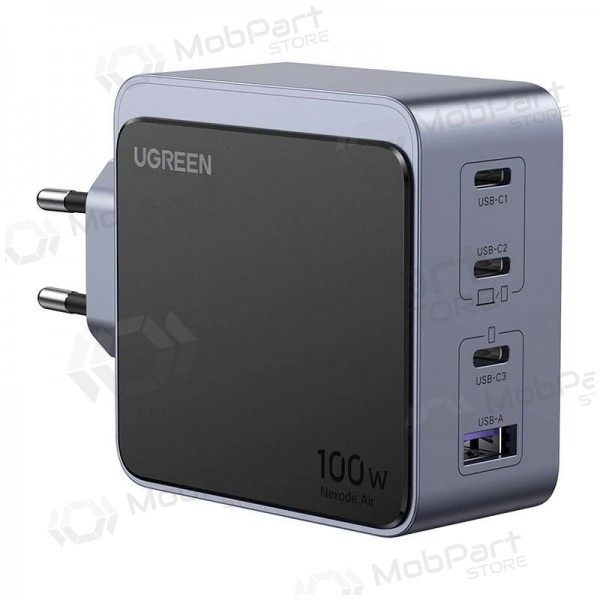Carregador de rede Ugreen X565 100 W GaN 3x USB-C + USB-A cinzento