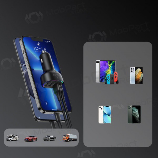 Carregador automobilinis Joyroom JR-CL09 LED 4xUSB (PD, QC) 45W (preto)