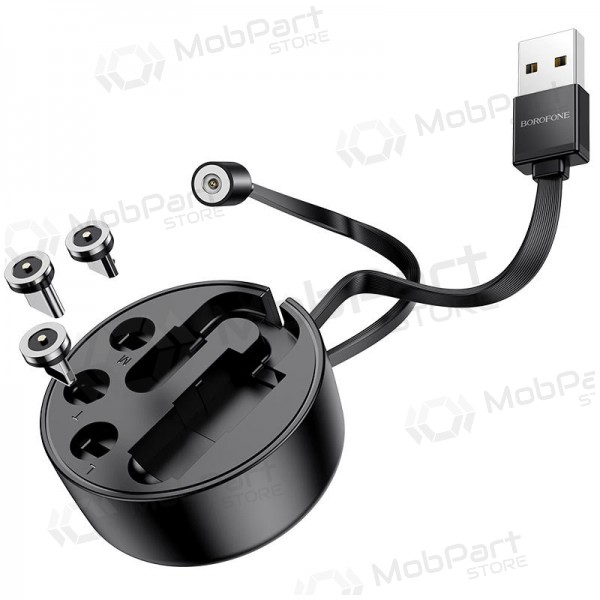 USB cabo Borofone BU26 3in1 microUSB-Lightning-Type-C magnetinic 1.0m (preto)