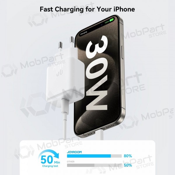 Carregador Joyroom JR-TCF24 USB-C PD30W + USB-C to USB-C cable 1.0m branco