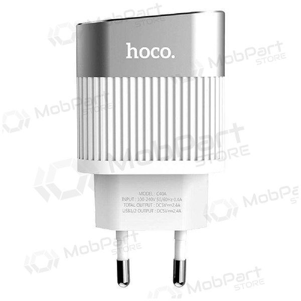 Carregador FastCharge HOCO C40A Speedmaster Dual USB (5V 2.4A) (branco)