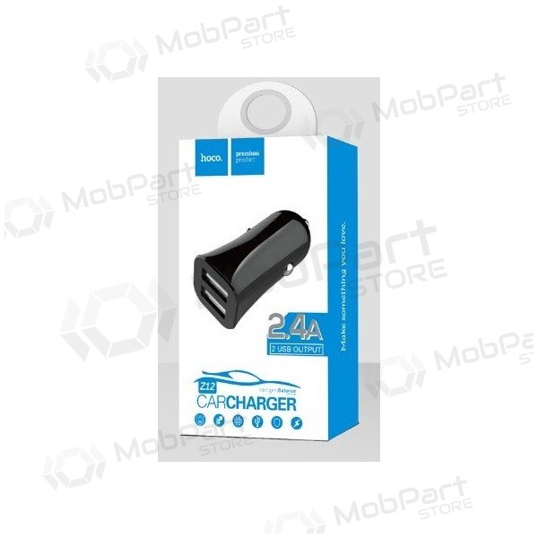 Carregador de carro HOCO Z12 Elite Dual USB (5V 2.4A) (preto)