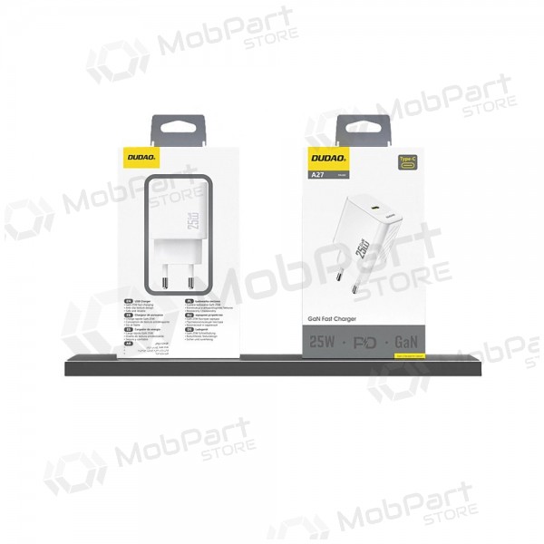 Carregador de telefone Dudao A27 25 W GaN USB-C branco