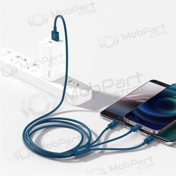Cabo USB Baseus Superior USB - microUSB+Lightning+Type-C 100W 1.5m (azul) CAMLTYS-03